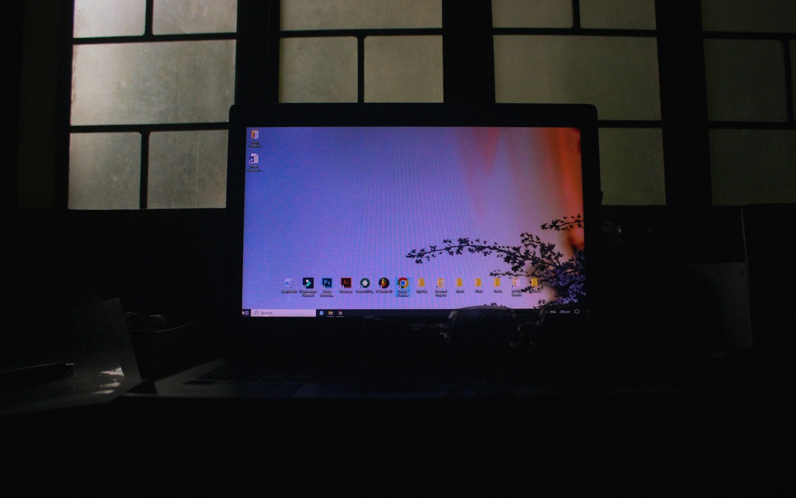 Open terminal window glowing on a monitor in a dark room